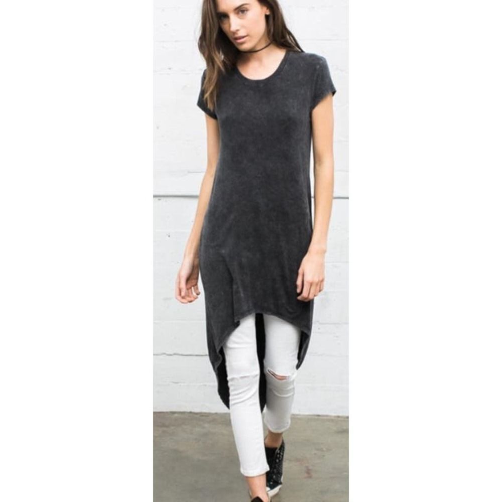 Joah Brown Asymmetrical Dress in Charcoal Gray